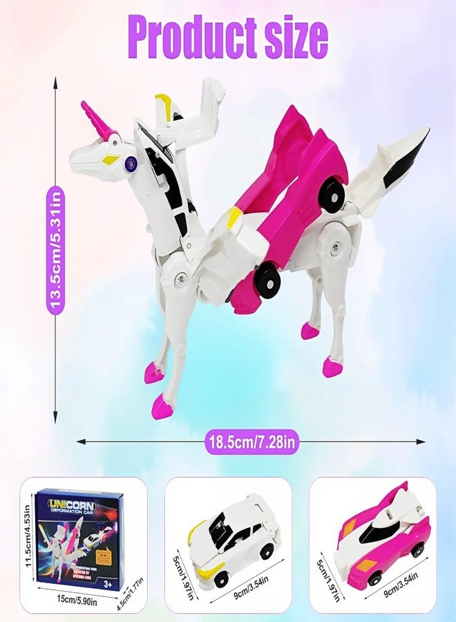 WIESSOC 2-in-1 Collision Transforming Unicorn Car Toy,Magnetic Cars Transform into Unicorn Toys for Kids Toddler Fun Deformation Car Robot Christmas Birthday Gift Toys for Boys Girl - Image 2